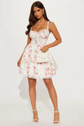 Pretty Sweet Floral Corset Mini Dress - White/combo