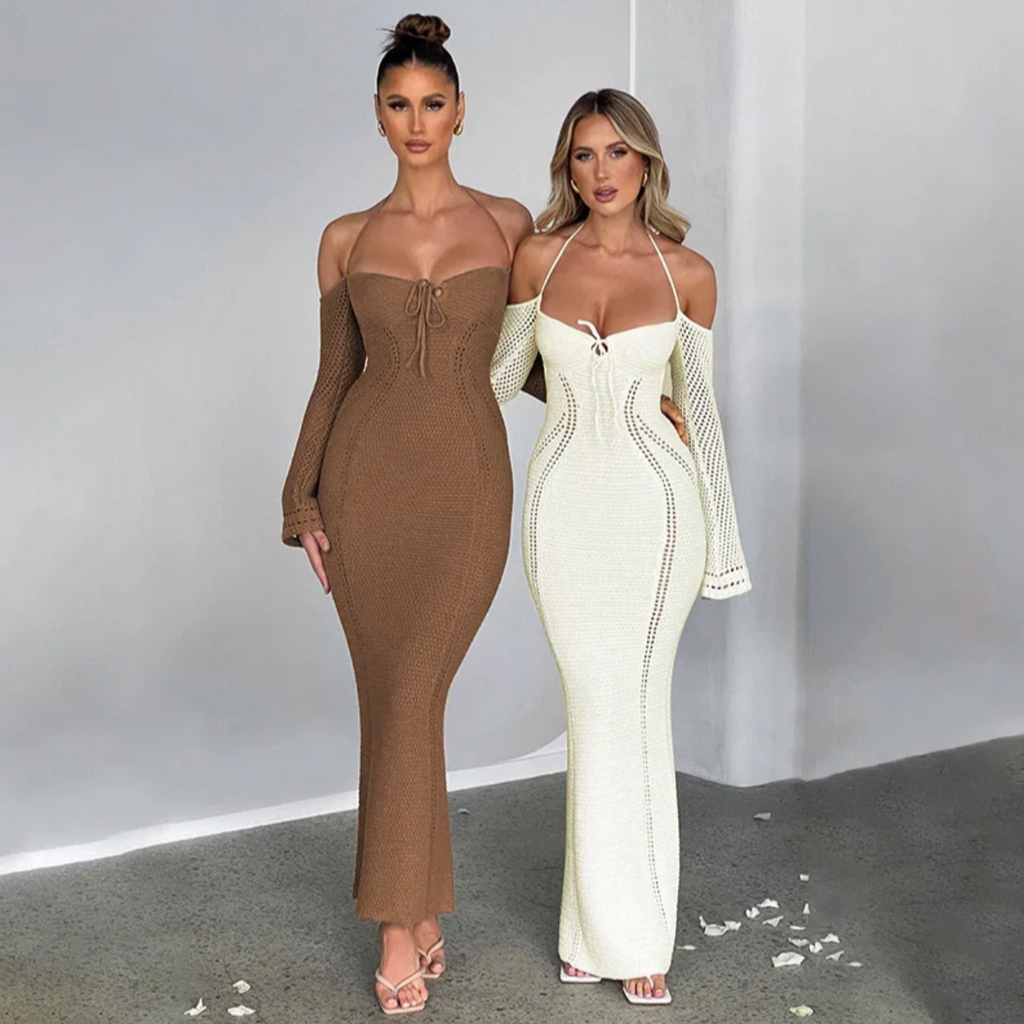 Off Shoulder Halter Knit Dress Regular price