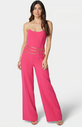 Scoop Neck Belted Palazzo Leg Jumpsuit