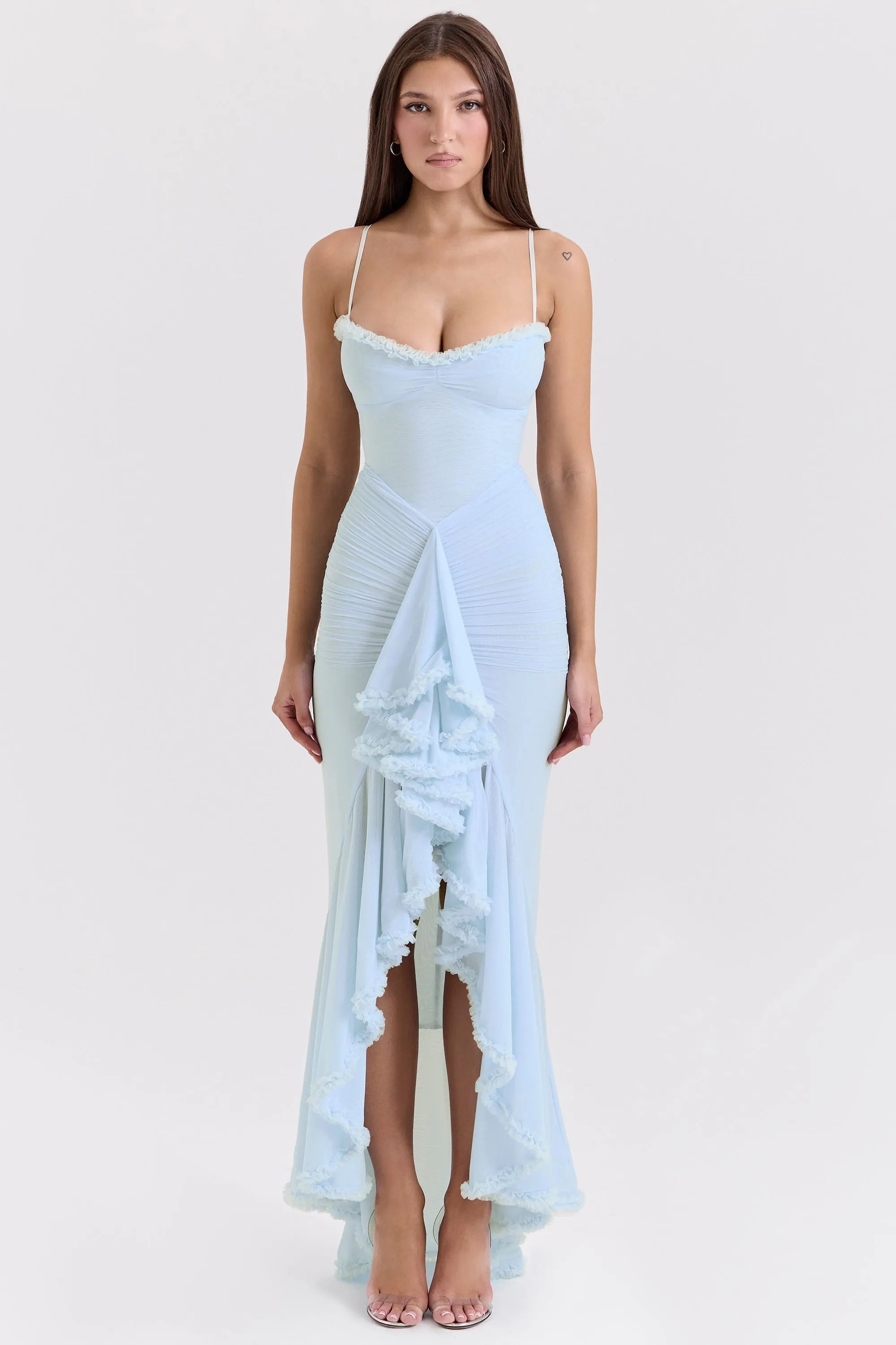 Sunshine Ruffle Mesh Maxi Dress - Yellow