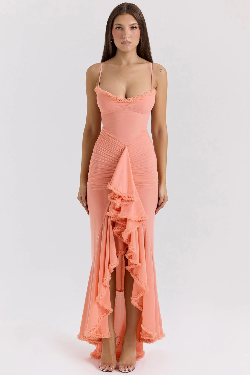 Sunshine Ruffle Mesh Maxi Dress - Yellow
